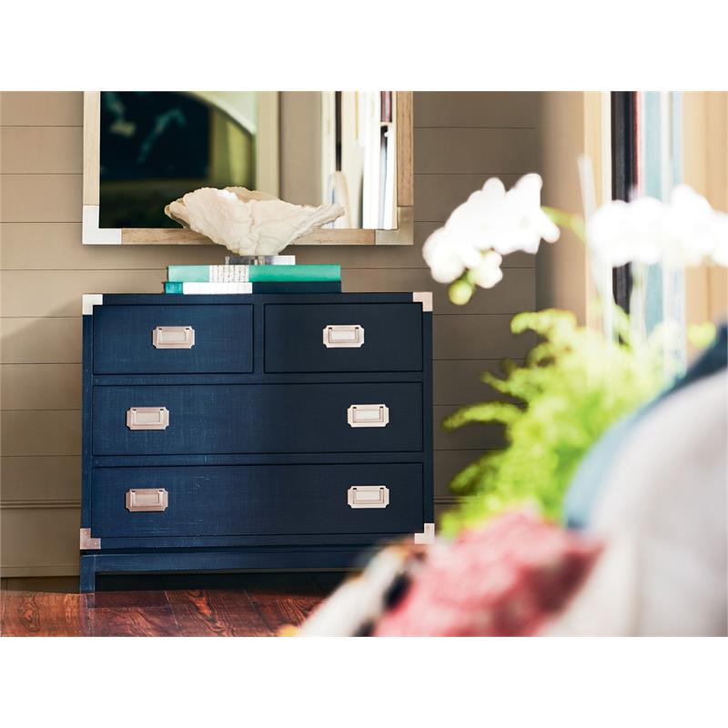 Coastal Living Escape Coastal Wood Campaign Chest in Blue