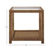 Escape Long Key End Table in Brown Woven Rattan Finish with Glass Top