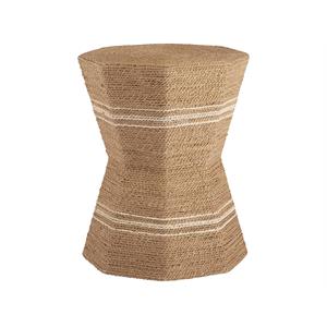 Coastal Living Escape Octagonal Woven Rattan Accent Table in Brown