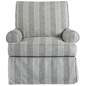 escape coronado upholstered glider chair in blanton denim blue striped finish