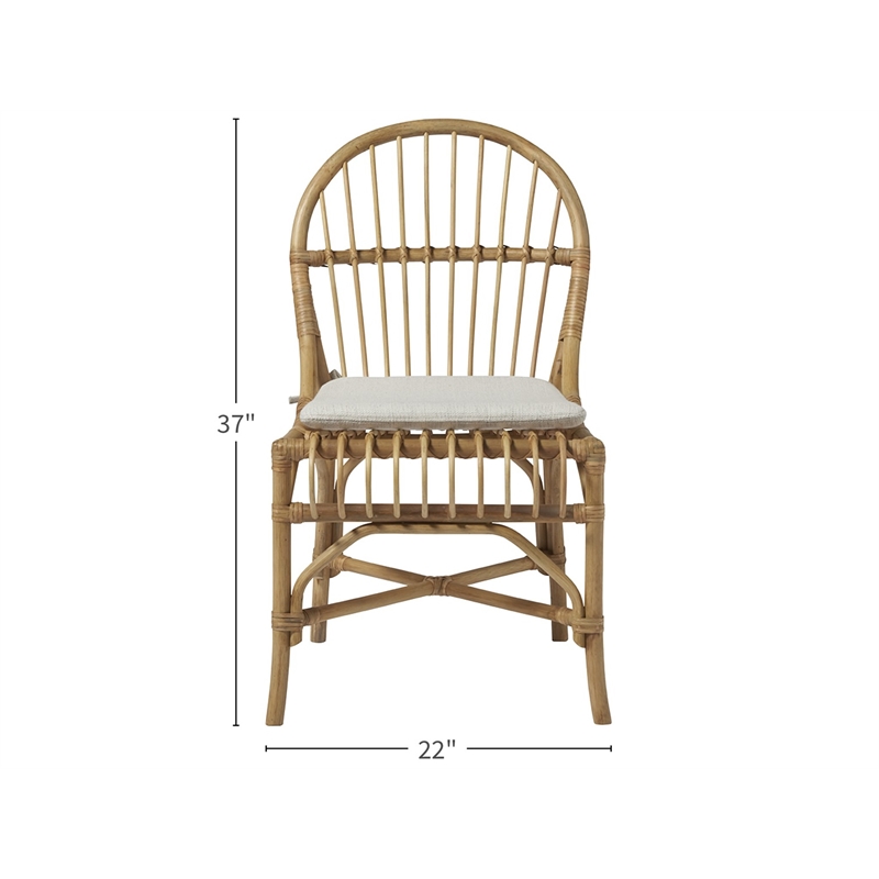 Escape Sanibel Wicker / Rattan Dining Side Chair with Beige Cushion Set of 2
