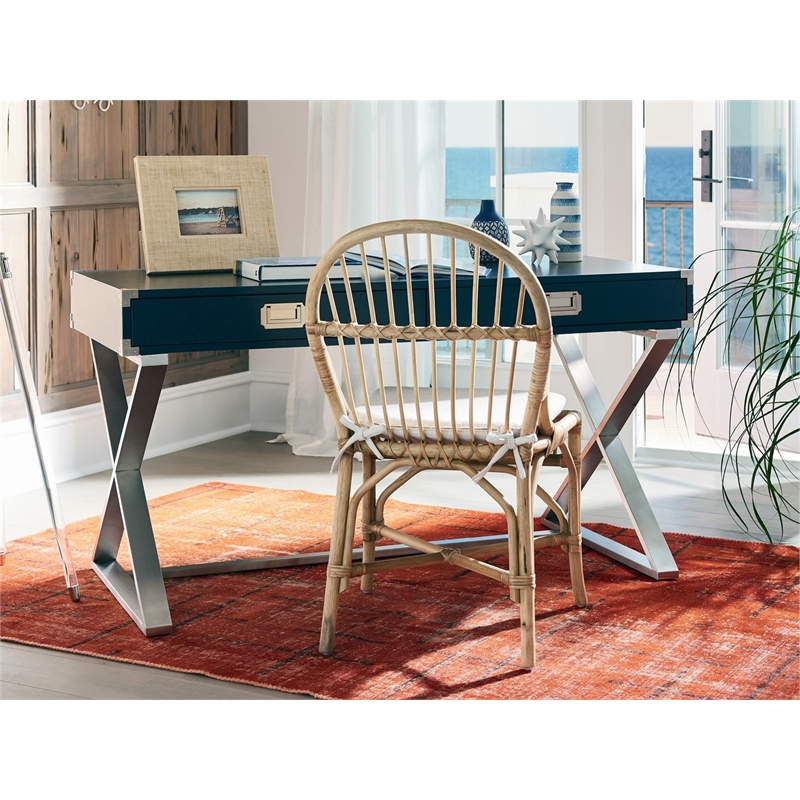 Escape Sanibel Wicker / Rattan Dining Side Chair with Beige Cushion Set of 2