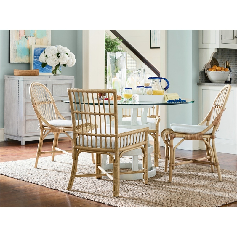 Coastal Living Escape Clearwater Woven Rattan Low-Arm Chair Set of Two