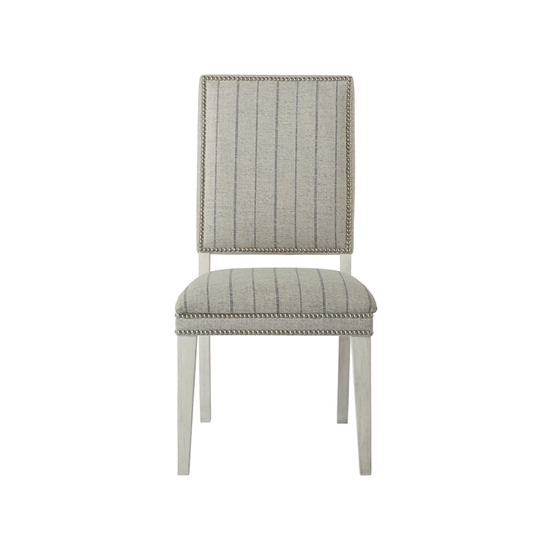Escape Hamptons Upholstered Wood Dining Chair with Nailheads in Gray Set of 2