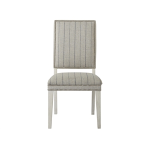 escape hamptons upholstered wood dining chair with nailheads in gray set of 2