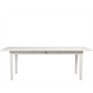escape cottage wood dining table with drawer in sailcloth white finish