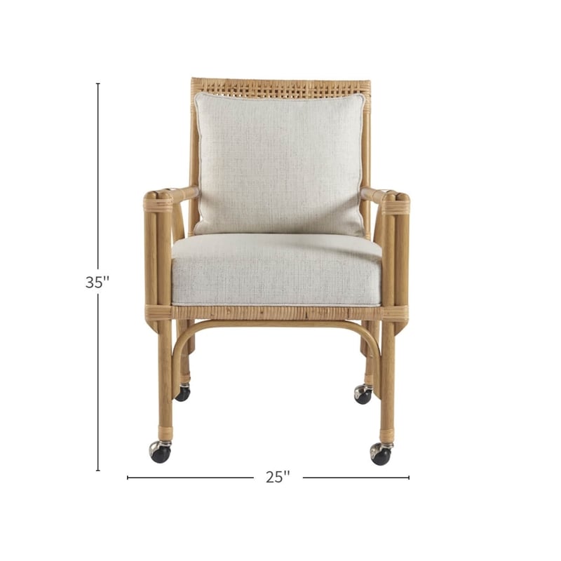Newport Woven Brown Rattan Dining and Game Chair on Casters Set of Two