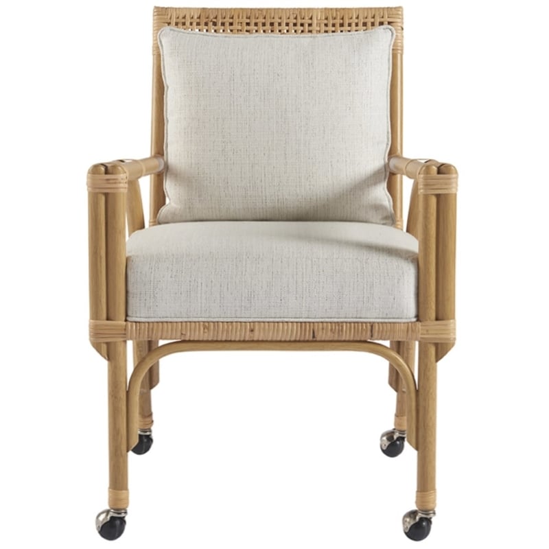 Newport Woven Brown Rattan Dining and Game Chair on Casters Set of Two