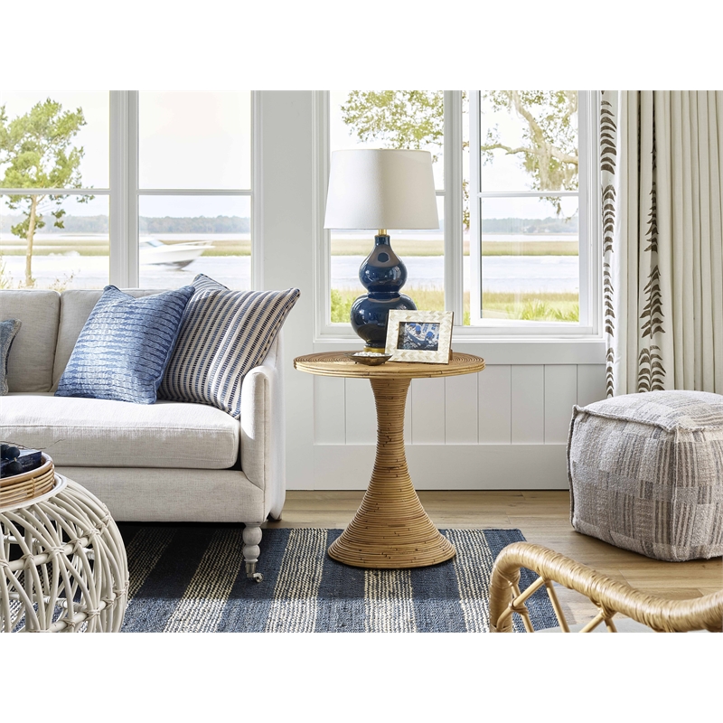 Coastal Living Tulum Accent Table in Natural Tan Rattan