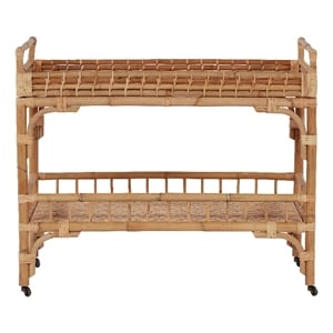 Coastal Living 5 O'Clock Bar Cart in Natural Tan Cane