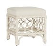 Coastal Living Upholstered Rattan Stool in Soft White Cane and Rattan