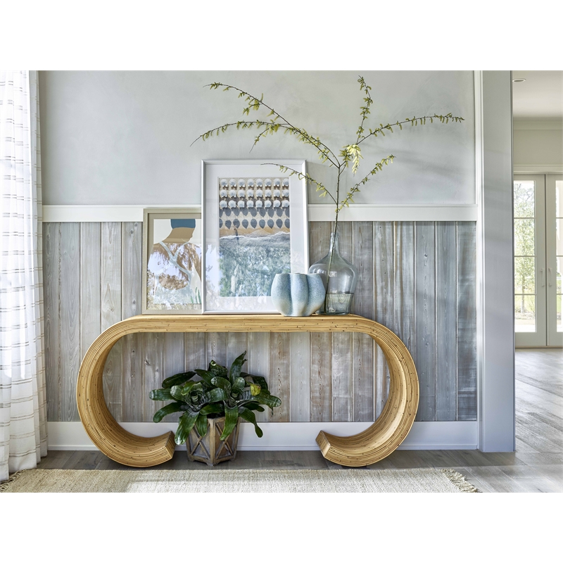 Coastal Living St Lucia Console in Tan Natural Cane