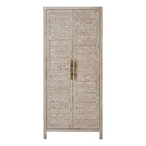 coastal living getaway utility cabinet in weathered white oak
