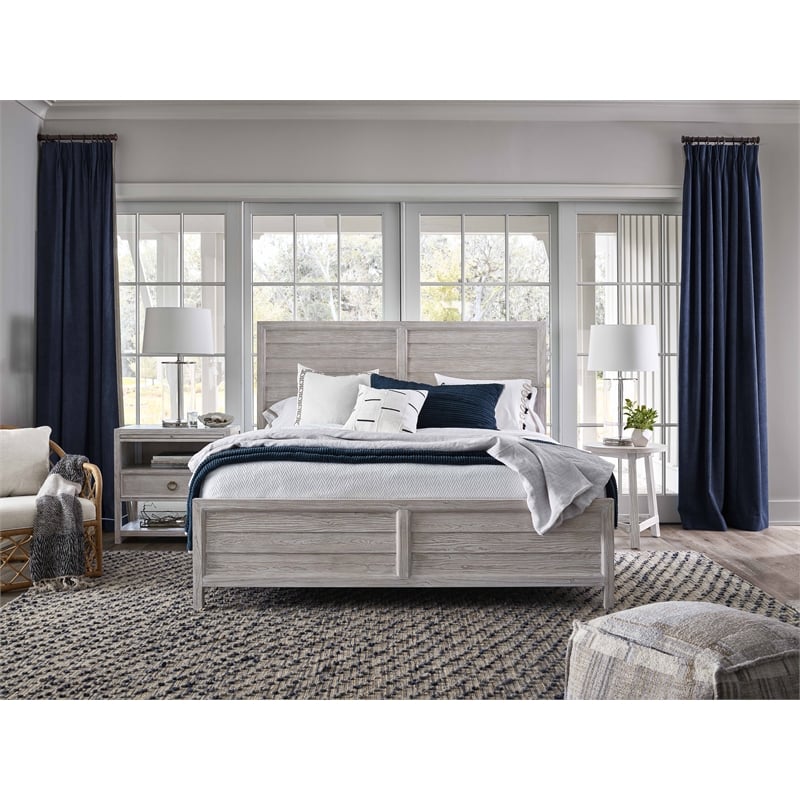Coastal Living Getaway King Wood Panel Bed in Sea Oat