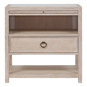 Coastal Living Getaway Drawer Nightstand in Soft White Oak with Stone Top