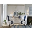 Coastal Living Soft White Surfside Wing Chair Midnight Navy Stripe