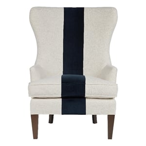 Coastal Living Soft White Surfside Wing Chair Midnight Navy Stripe