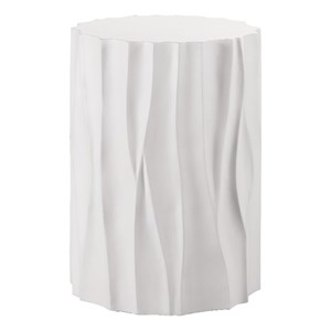 Coastal Living Outdoor Soft White Geneva End Table in Cast Ceramic Concrete