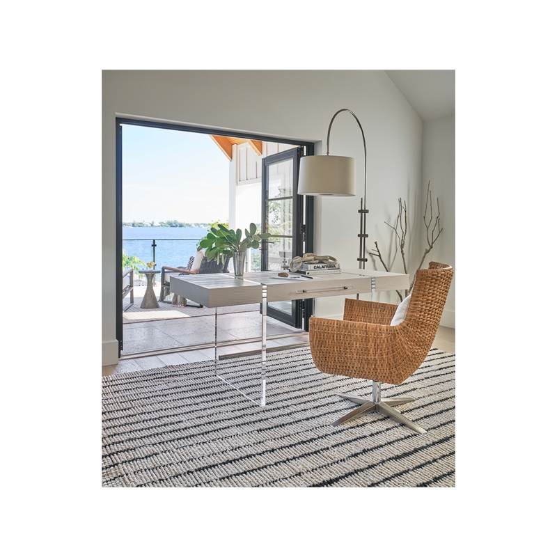 Coastal Living Cabo Writing Desk in Acrylic and Soft Weathered White Oak