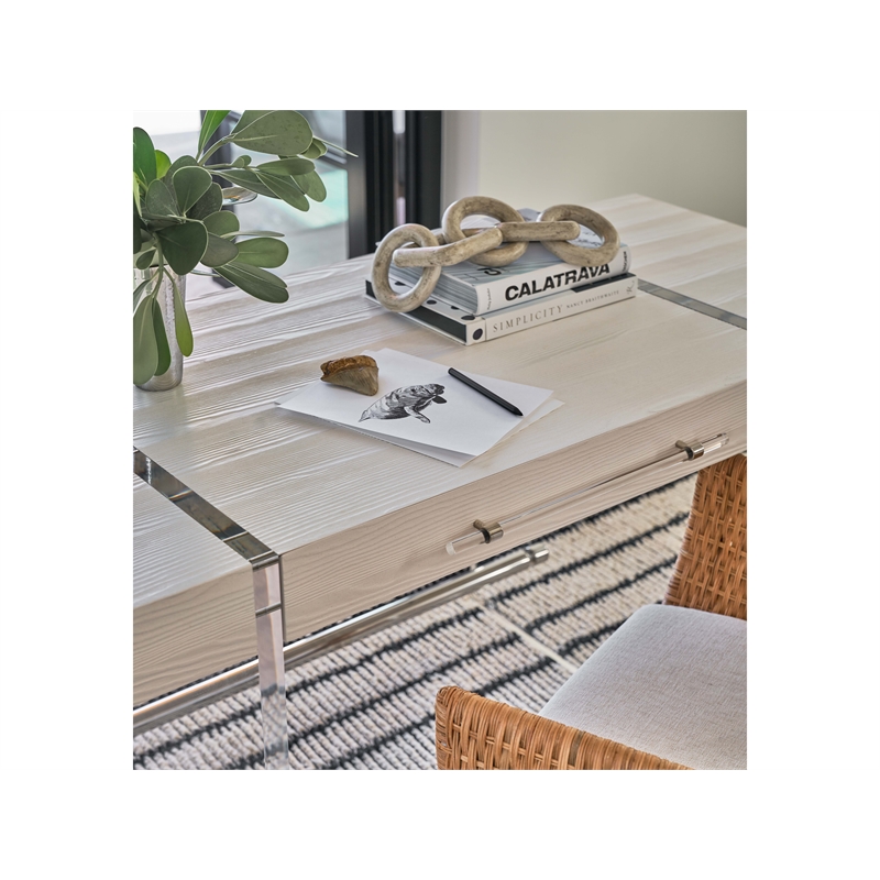 Coastal Living Cabo Writing Desk in Acrylic and Soft Weathered White Oak