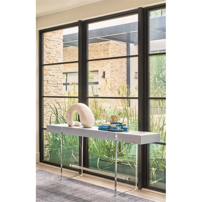 Coastal Living Vineyard Haven Console in Acrylic and Blue Seagrass