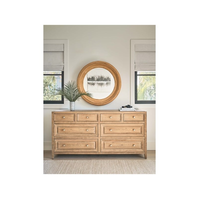 Coastal Living Natural Cane Lakeway Mirror in Tan Finish