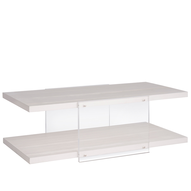 Coastal Living St Kitts Cocktail Table in Weathered White Oak and Acrylic