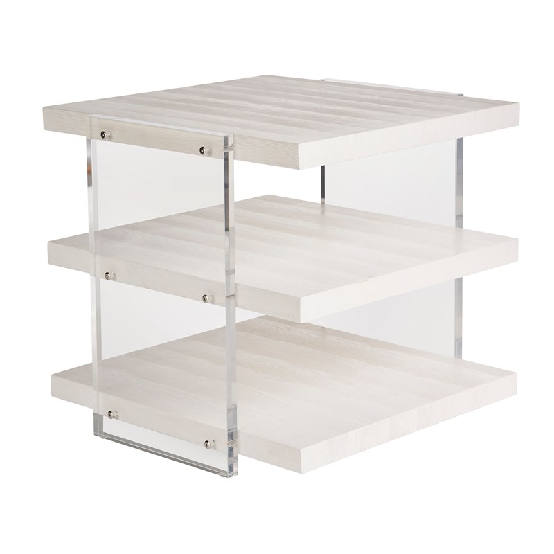 Coastal Living St Kitts End Table in Weathered White Oak and Acrylic