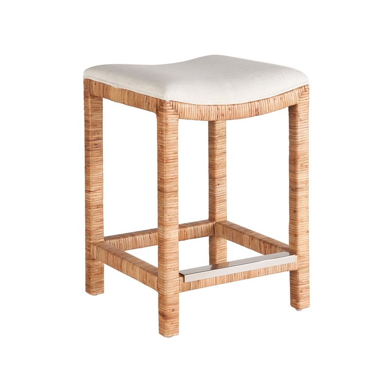 Coastal Living Sandbar Console Stool in Tan Natural Split Rattan