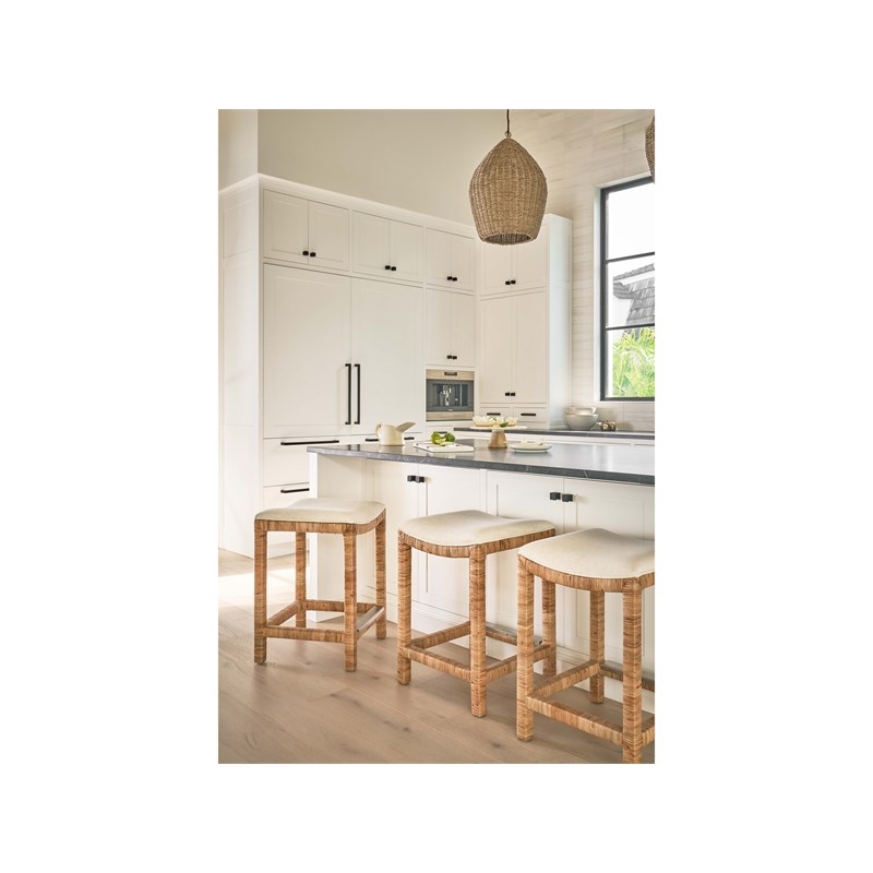 Coastal Living Sandbar Console Stool in Tan Natural Split Rattan