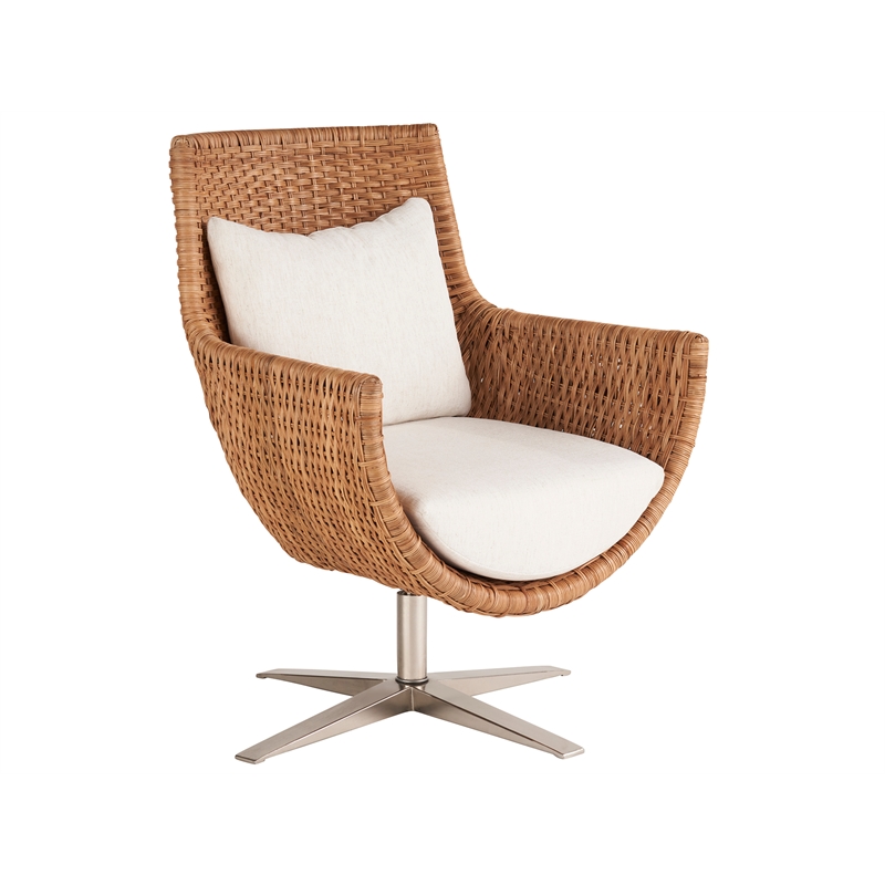 Coastal Living Sullivans Swivel Arm Chair in Natural Tan Wicker