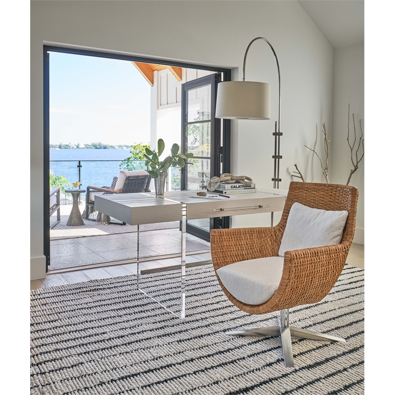 Coastal Living Sullivans Swivel Arm Chair in Natural Tan Wicker