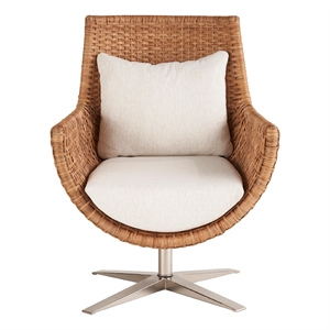 Coastal Living Sullivans Swivel Arm Chair in Natural Tan Wicker