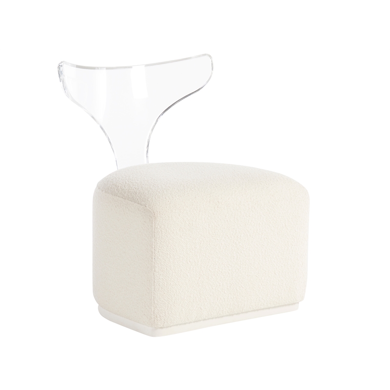 Coastal Living Mirissa Swivel Chair in Clear Acrylic and Soft White Upholstery