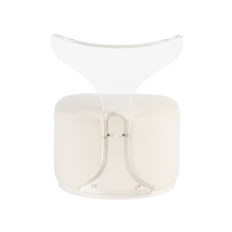 Coastal Living Mirissa Swivel Chair in Clear Acrylic and Soft White Upholstery