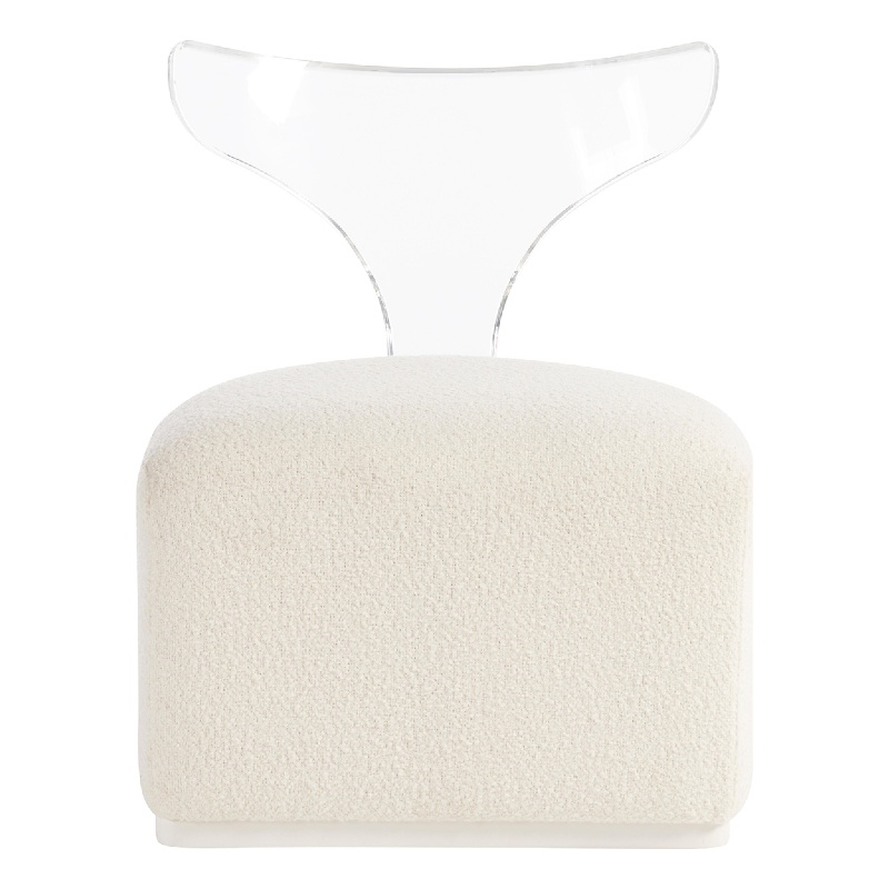 Coastal Living Mirissa Swivel Chair in Clear Acrylic and Soft White Upholstery