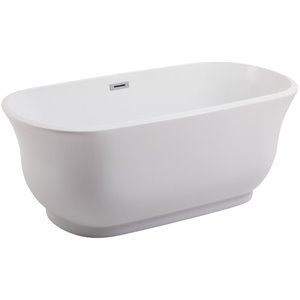 Elegant Decor Coralie 59&quot Oval Plastic Soaking Bathtub in Glossy White
