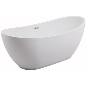 Elegant Decor Ines 67&quot Oval Plastic Soaking Bathtub in Glossy White
