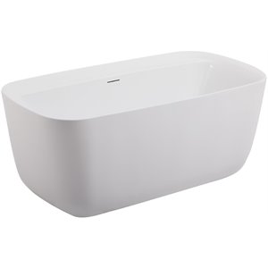 Elegant Decor Calum 59&quot Plastic Soaking Bathtub in Glossy White