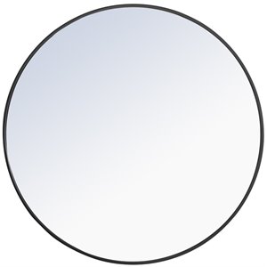 Elegant Decor Eternity 36&quot Round Metal Frame Mirror in Black