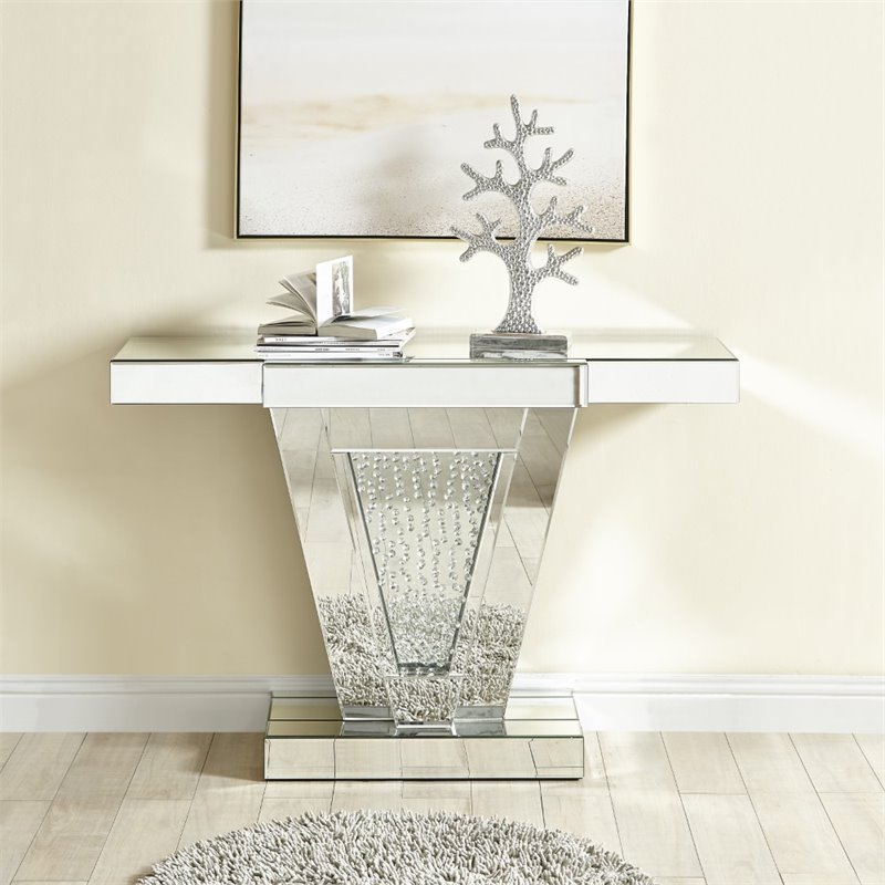 Elegant Decor Modern 47" Clear Crystal Mirrored Accent Console Table
