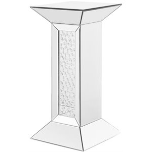 Elegant Decor Modern 12&quot Clear Crystal Mirrored Pedestal End Table
