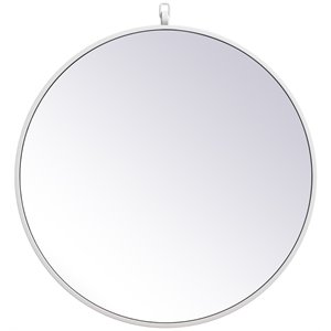 elegant decor eternity mid century metal frame hooked mirror in white
