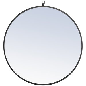 Elegant Decor Eternity 28&quot Contemporary Metal Frame Hooked Mirror in Black