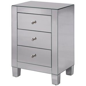 elegant decor contempo 3 drawer contemporary clear mirrored accent chest