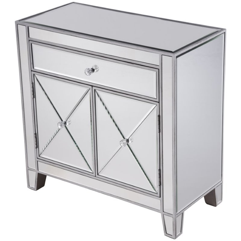 Elegant Decor Contempo 2 Door Contemporary Mirrored Accent Cabinet in Silver