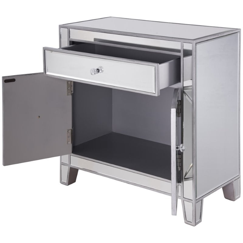 Elegant Decor Contempo 2 Door Contemporary Mirrored Accent Cabinet in Silver