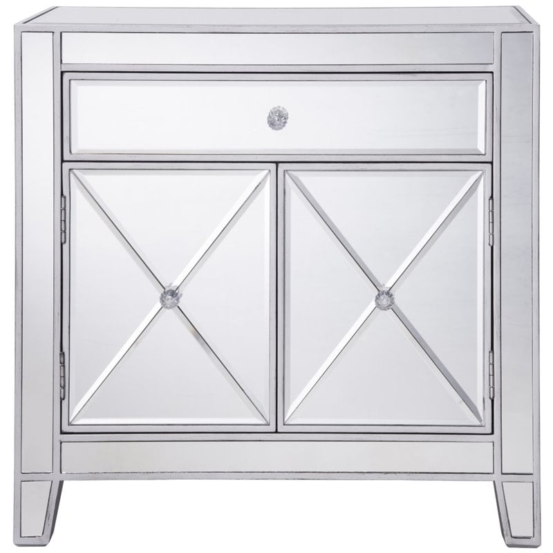 Elegant Decor Contempo 2 Door Contemporary Mirrored Accent Cabinet in Silver
