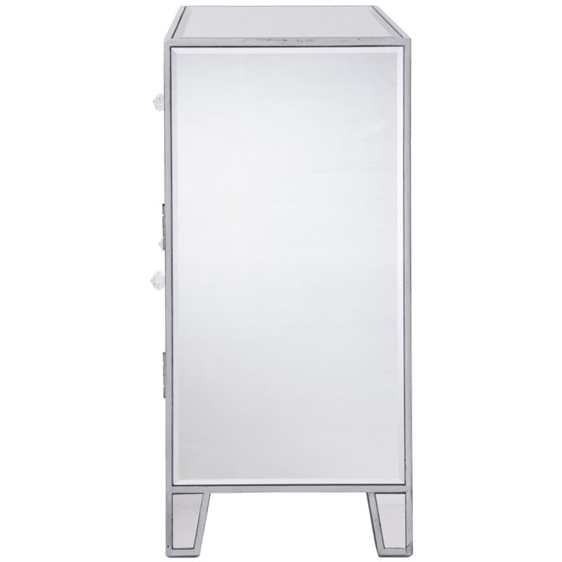 Elegant Decor Contempo 2 Door Contemporary Mirrored Accent Cabinet in Silver