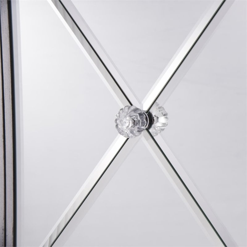 Elegant Decor Contempo 2 Door Contemporary Mirrored Accent Cabinet in Silver
